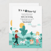 Honden Uitlaat Feestje Kaart (Voorkant / Achterkant)