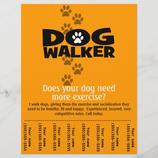 Honden uitlaatbedrijf scheurblad flyer sjabloon (Voorkant)