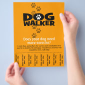 Honden uitlaatbedrijf scheurblad flyer sjabloon (Hand)