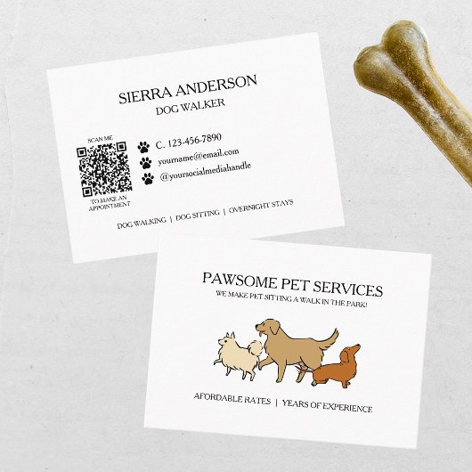 Honden Uitlaten Pet Sitting QR Code Visitekaartje