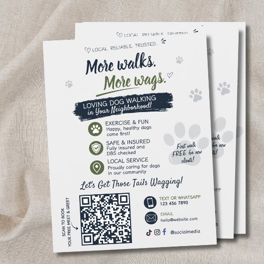 Honden Uitlaten Pet Sitting Zakenvliegers QR Code Flyer