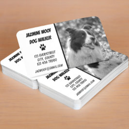 Honden uitlaten Zwart Witte Foto Dierenoppas Visitekaartje