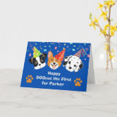 Honden van de eerste dag van de geboorte kaart (Gele Bloem)