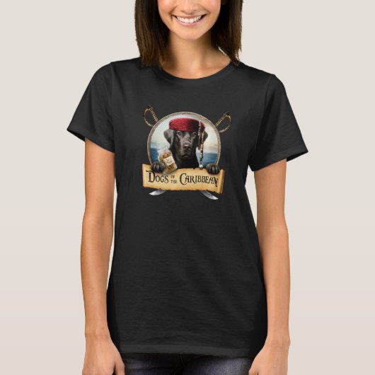 Honden van het Caraïbisch Kute Black Labrador Pira T-shirt (Voorkant)