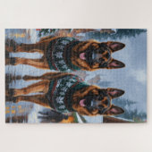 Honden van het Duitse herdersras Kerst Sneeuw Vaka Legpuzzel (Horizontaal)