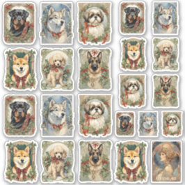 Honden van Kerst sticker Blad A