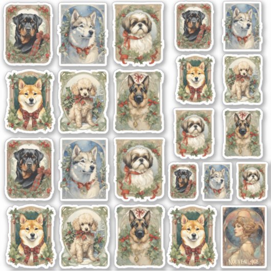 Honden van Kerst sticker Blad A (Voorkant)