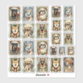 Honden van Kerst sticker Blad A (Vel)