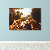 Honden vechten (door Frans Snyders) Canvas Afdruk (Insitu (Houten vloer))