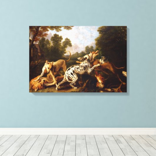 Honden vechten (door Frans Snyders) Canvas Afdruk (Insitu (Houten vloer))