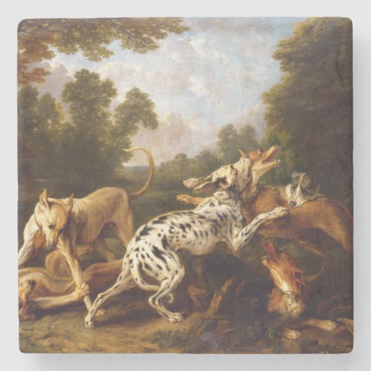 Honden vechten (door Frans Snyders) Stenen Onderzetter (Voorkant)