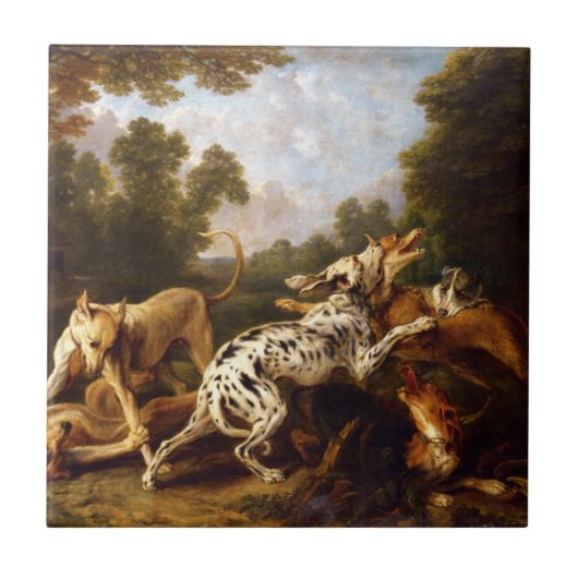 Honden vechten (door Frans Snyders) Tegeltje (Voorkant)