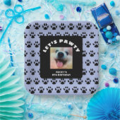 Honden Verjaardagsfeestje Blauwe Poot Prints Aange Papieren Bordje (Feest)