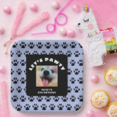 Honden Verjaardagsfeestje Blauwe Poot Prints Aange Papieren Bordje (Feest)