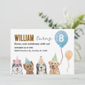 Honden verjaardagsfeestje kaart (Staand voorkant)