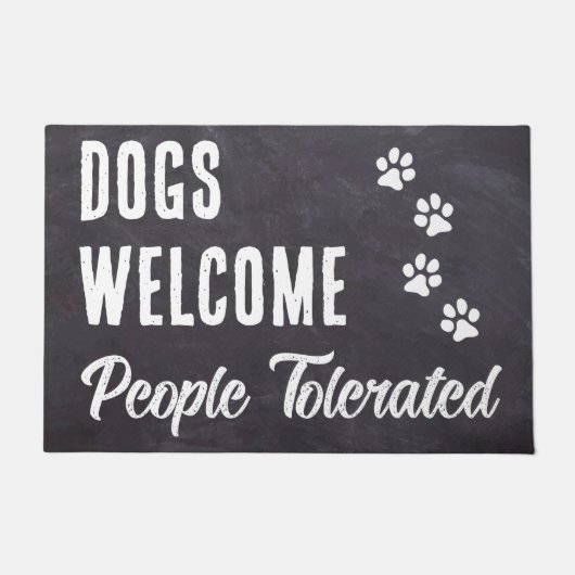 Honden verwelkomen mensen getolereerd grappig huis deurmat (Voorkant)