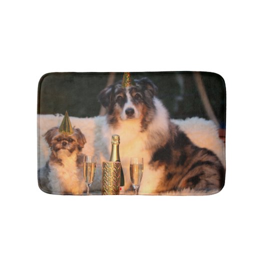Honden vieren nieuwjaar badmat (Voorkant)
