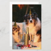 Honden vieren nieuwjaar briefpapier (Voorkant / Achterkant)