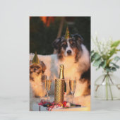 Honden vieren nieuwjaar briefpapier (Staand voorkant)