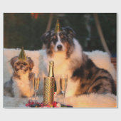 Honden vieren nieuwjaar cadeaupapier (Vlak)