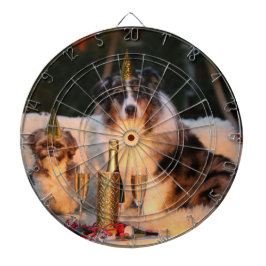 Honden vieren nieuwjaar dartbord