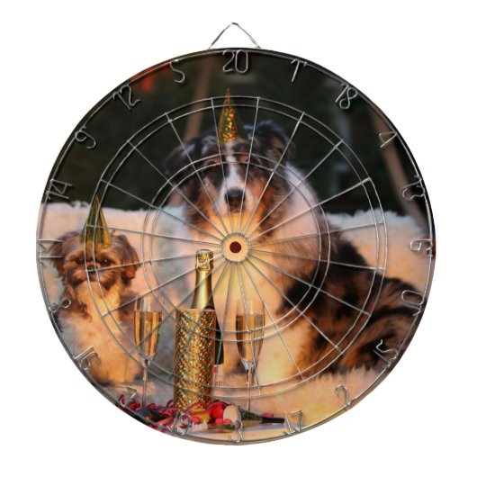 Honden vieren nieuwjaar dartbord (Voorkant)