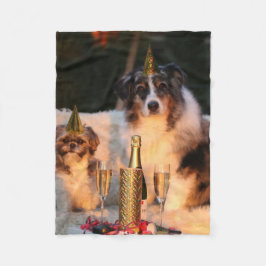 Honden vieren nieuwjaar fleece deken