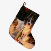 Honden vieren nieuwjaar grote kerstsok (Voorkant (Hangend))