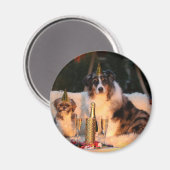 Honden vieren nieuwjaar magneet (Voorkant / Achterkant)