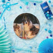 Honden vieren nieuwjaar papieren bordje (Feest)