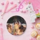 Honden vieren nieuwjaar papieren bordje (Feest)