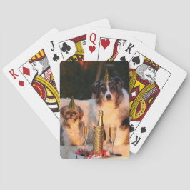Honden vieren nieuwjaar pokerkaarten