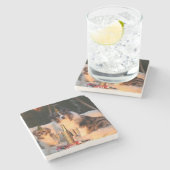 Honden vieren nieuwjaar stenen onderzetter (Zijkant)