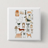 Honden Vierkante Button 5,1 Cm (Voorkant)