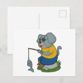 Honden visser Visvin hengel Briefkaart (Voorkant / Achterkant)