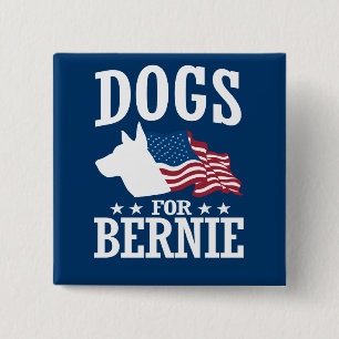 HONDEN VOOR BERNIE SANDERS VIERKANTE BUTTON 5,1 CM