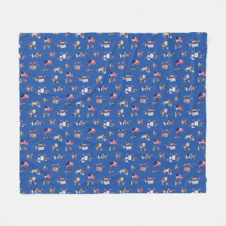 HONDEN VOOR DEMOCRATIE Patriottisch Blauw Fleece Deken