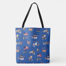 HONDEN VOOR DEMOCRATIE Patriottische Blauwe Boodsc Tote Bag