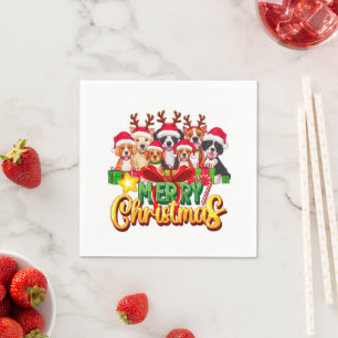 Honden Vrolijk Kerstmis Huisdier Family Design Servet
