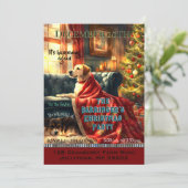 Honden wachten op 4 dat jaarlijkse kerstfeest kaart (Staand voorkant)