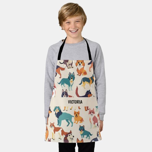 Honden Waterverf Aangepast patroon Schort (Gedragen)