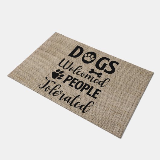 Honden welkom Mensen getolereerd Deurmat (Schuin)