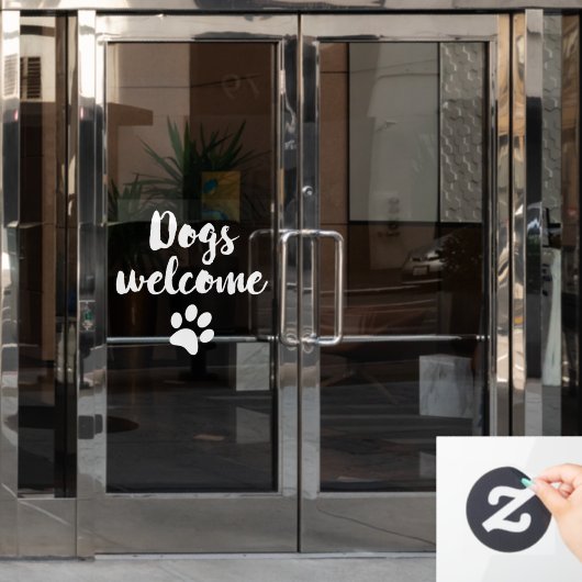 Honden welkom winkel raamsticker (Kantoordeur)