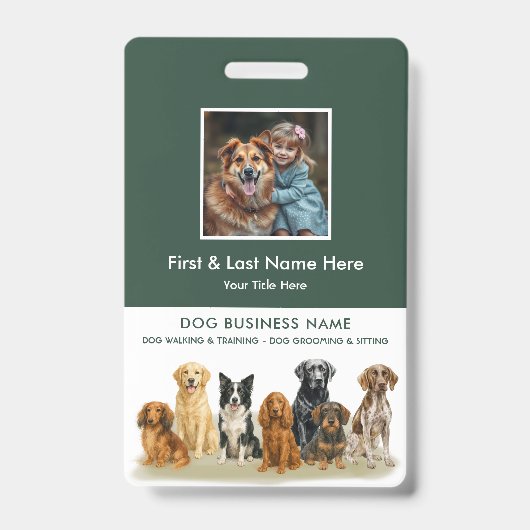 Honden Werknemer Foto qr Code Logo Naam Badge (Voorzijde)