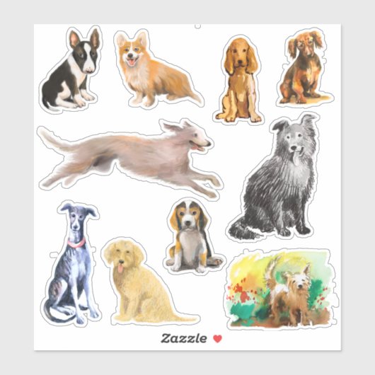 Honden, whippet, beagle puppy, cocker spaniel sticker (Vel)