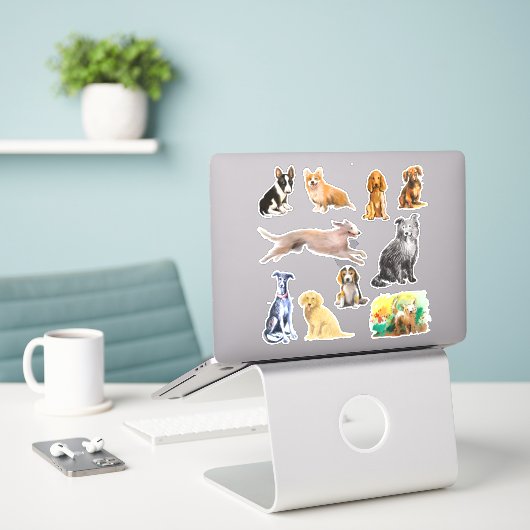 Honden, whippet, beagle puppy, cocker spaniel sticker (Laptop op bureau)