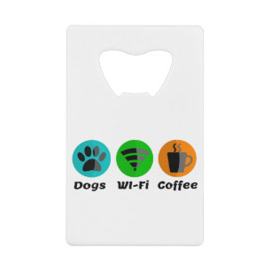 Honden Wi-Fi en koffie Creditkaart Flessenopener