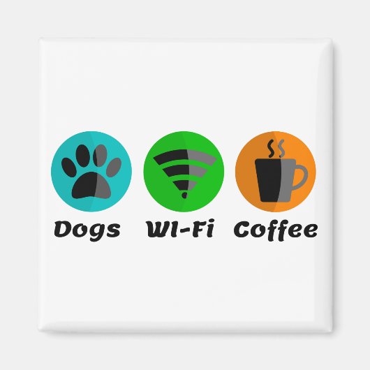 Honden Wi-Fi en koffie Magneet (Voorkant)