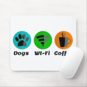 Honden Wi-Fi en koffie Muismat (Met muis)