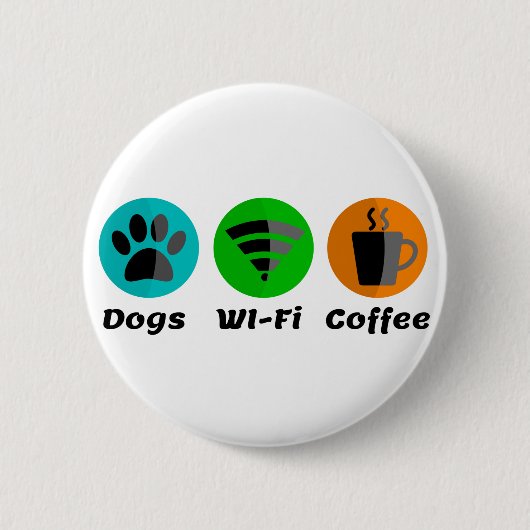 Honden Wi-Fi en koffie Ronde Button 5,7 Cm (Voorkant)